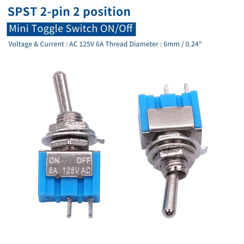 Taiss 10PCS SPST Mini Toggle Switch 2 Pin 2 Position ON/Off Miniature Toggle Switch 6A 125V MTS-101 - Image 3